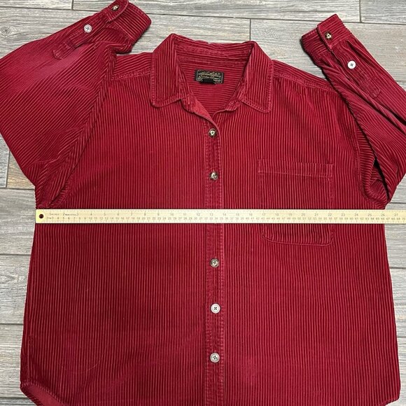 Eddie Bauer Corduroy Shirt Jacket Shacket Women’s Size Large Red Thick Heavy - Picture 16 of 16